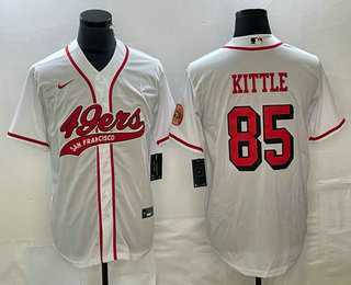 Mens San Francisco 49ers #85 George Kittle White Color Rush With Patch Cool Base Stitched Baseball Jersey->san francisco 49ers->NFL Jersey